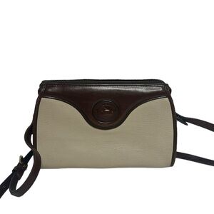 Vintage Dooney & Bourke all weather leather crossbody bag - cream and dark brown